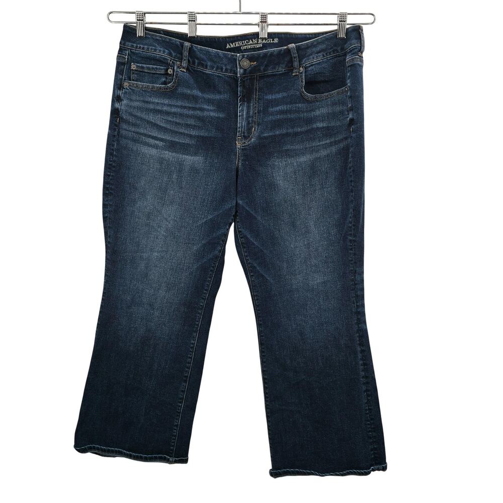 American Eagle Womens 20 Short Blue High Rise Straight Stretch Denim Plus